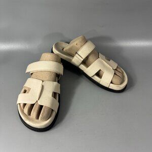 Bibi Lou Cutout Slide Sandals, Ivory, Size 37